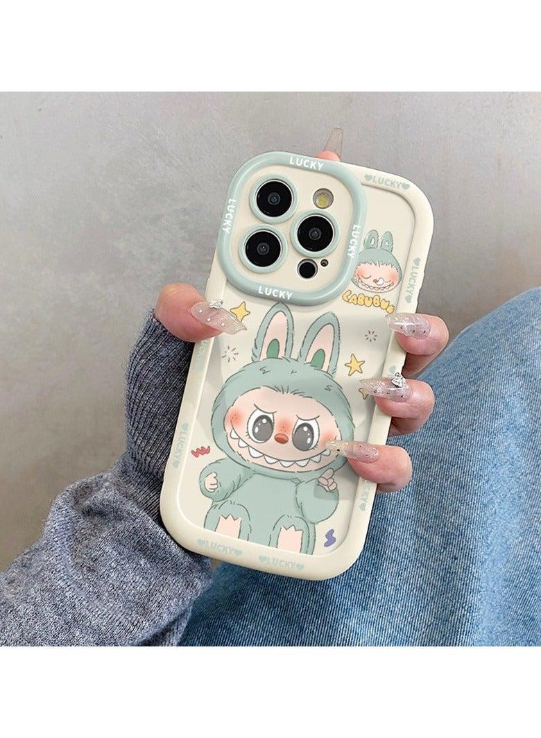 general Super cute labubu lanyard phone case! Suitable for iPhone 16 Pro Max/15 Pro Max, Cute shape + Anti-Shock Soft Case + Portable Lanyard - Image 3