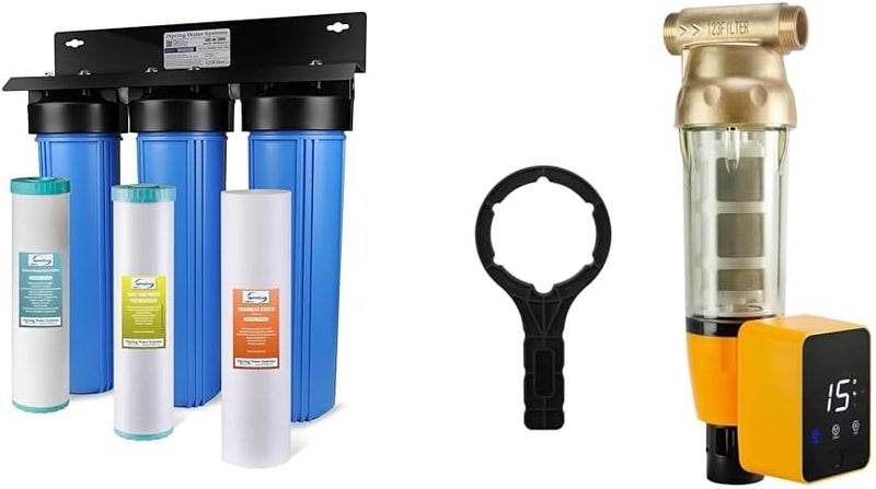 iSpring iSpring Whole House Water Filter System Reduces Sediment Iron Hydrogen Sulfide  WSP50ARB Spin Down Sediment Water Filter  - Image 1