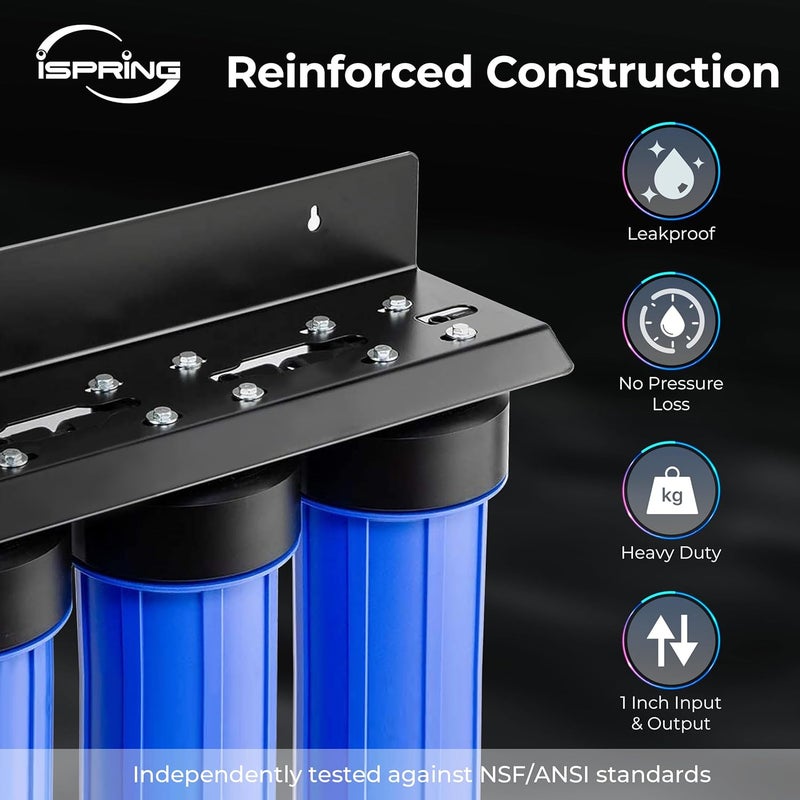 iSpring iSpring Whole House Water Filter System Reduces Sediment Iron Hydrogen Sulfide  WSP50ARB Spin Down Sediment Water Filter  - Image 3