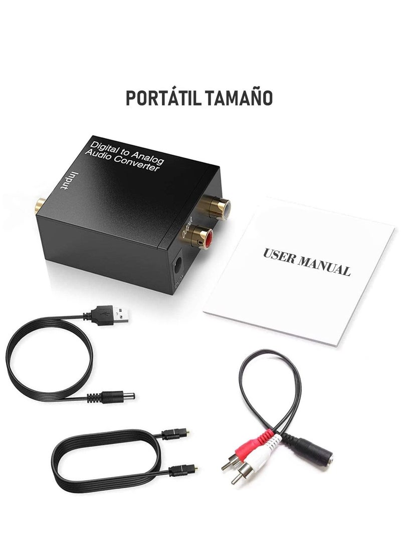 NTECH Digital to Analog Audio Converter 3.5mm Digital Coaxial Toslink Optical to Analog L/R RCA Audio Converter Adapt + optical fiber cable - Image 3