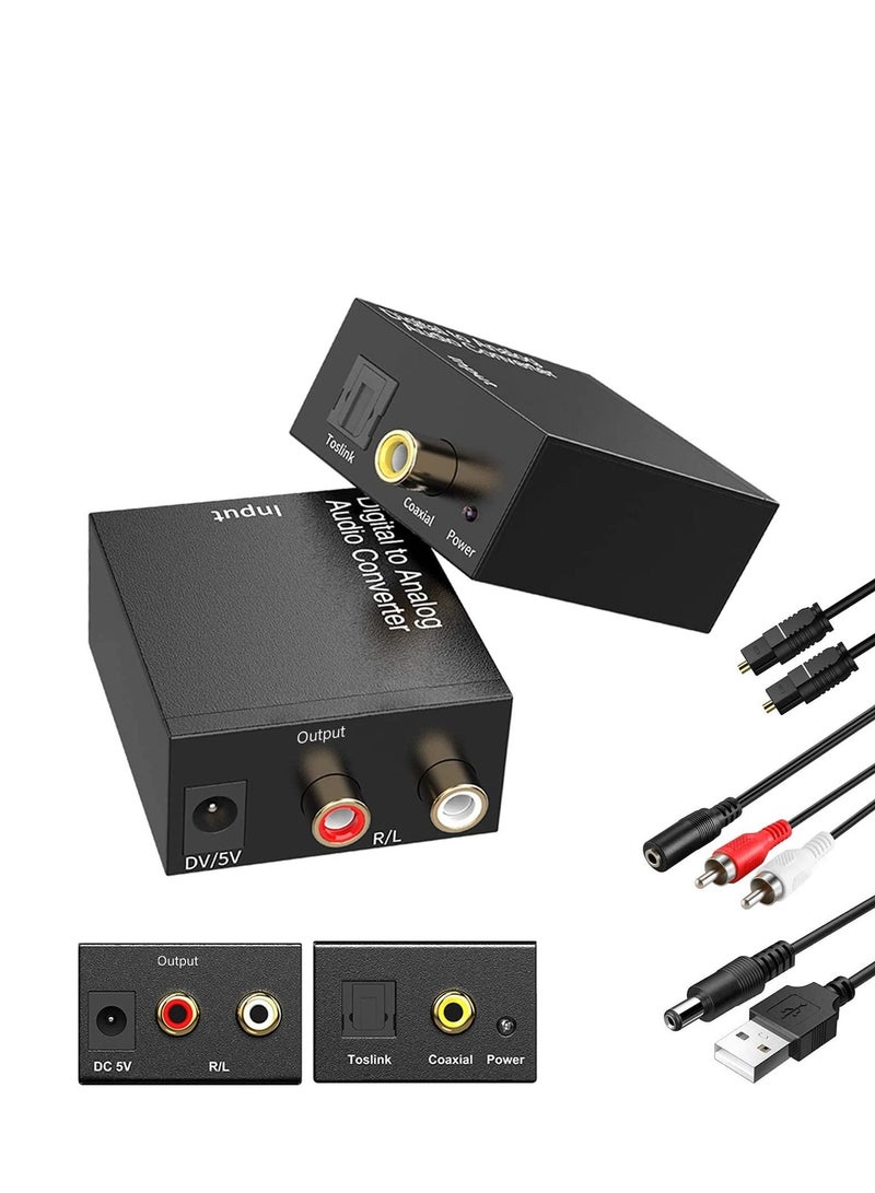 NTECH Digital to Analog Audio Converter 3.5mm Digital Coaxial Toslink Optical to Analog L/R RCA Audio Converter Adapt + optical fiber cable - Image 1