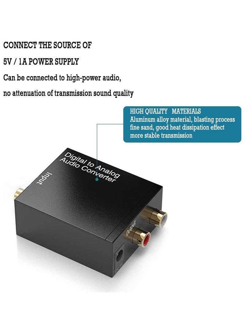 NTECH Digital to Analog Audio Converter 3.5mm Digital Coaxial Toslink Optical to Analog L/R RCA Audio Converter Adapt + optical fiber cable - Image 4