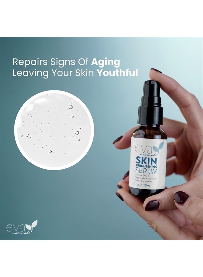 Eva Naturals مصل تفتيح البشرة بخلاصة عرق السوس من إيفا ناتشورالز (1 أونصة) - مصحح للبقع الداكنة، مصل للوجه - يقشر بلطف للحصول على بشرة موحدة - مع الببتيدات وCoQ10 وفيتامين E - مصل للوجه - Image 4