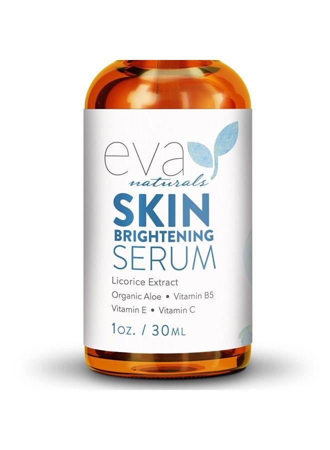 Eva Naturals مصل تفتيح البشرة بخلاصة عرق السوس من إيفا ناتشورالز (1 أونصة) - مصحح للبقع الداكنة، مصل للوجه - يقشر بلطف للحصول على بشرة موحدة - مع الببتيدات وCoQ10 وفيتامين E - مصل للوجه - Image 1