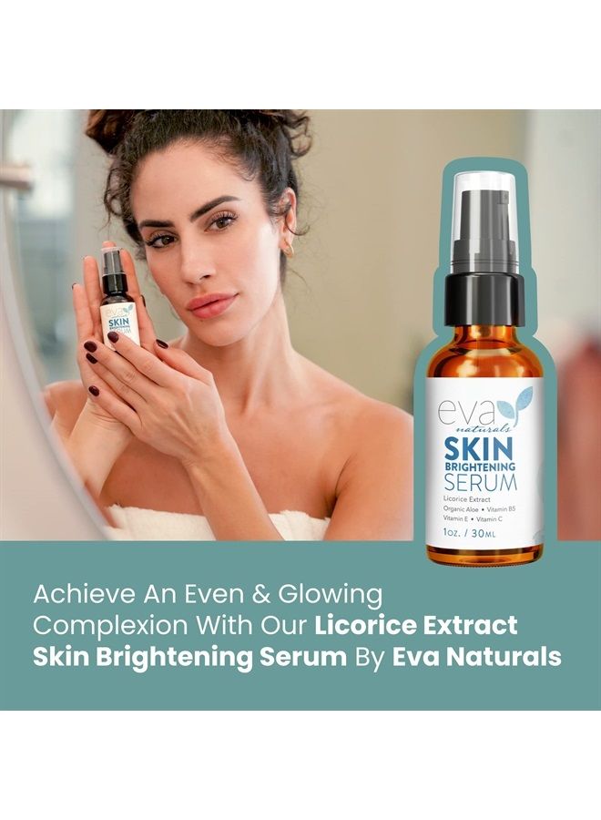 Eva Naturals مصل تفتيح البشرة بخلاصة عرق السوس من إيفا ناتشورالز (1 أونصة) - مصحح للبقع الداكنة، مصل للوجه - يقشر بلطف للحصول على بشرة موحدة - مع الببتيدات وCoQ10 وفيتامين E - مصل للوجه - Image 5