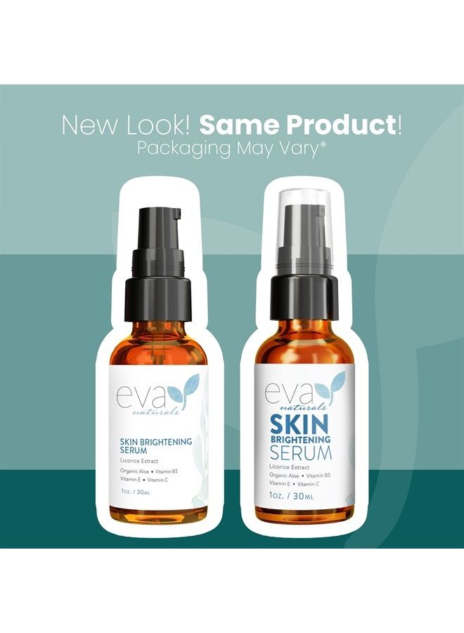 Eva Naturals مصل تفتيح البشرة بخلاصة عرق السوس من إيفا ناتشورالز (1 أونصة) - مصحح للبقع الداكنة، مصل للوجه - يقشر بلطف للحصول على بشرة موحدة - مع الببتيدات وCoQ10 وفيتامين E - مصل للوجه - Image 2