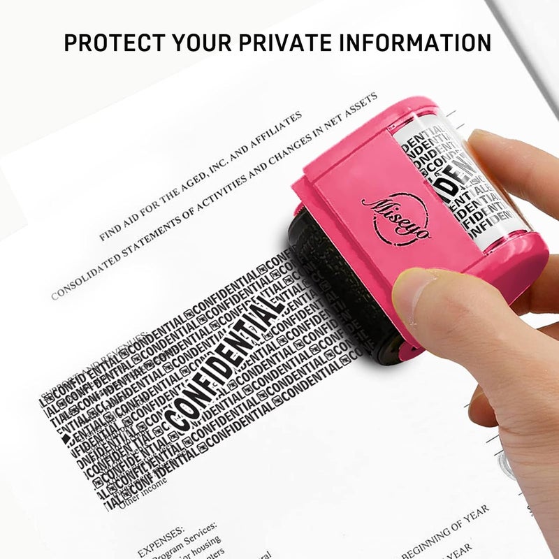 Miseyo Wide Roller Stamp Identity Theft Stamp 1.5 Inch Perfect for Privacy Protection - Pink - Image 3