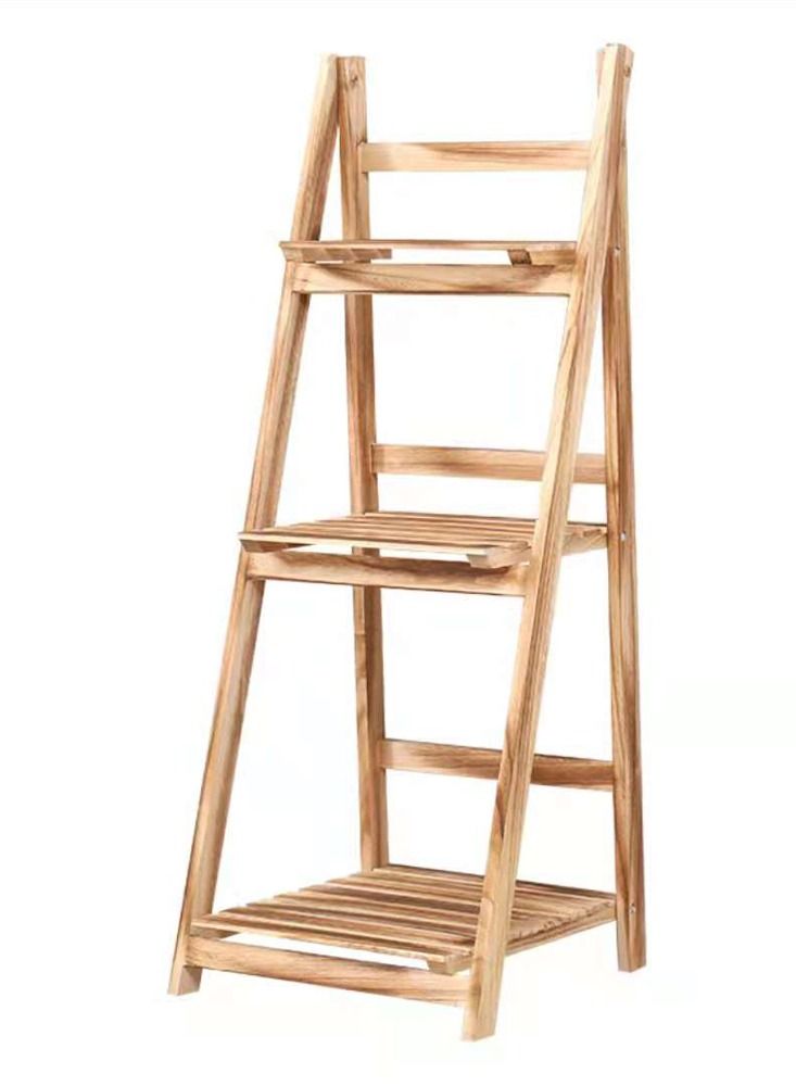 LINGWEI LINGWEI Folding Plant Stand Shelves 3 Tier Beige  - Image 1