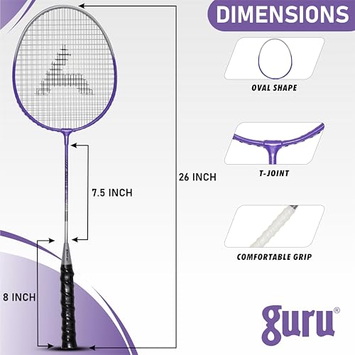 GURU Force-666 Purple Badminton Racket Pack of 1 for Men, Women Boys & Girls with Cover - Image 4