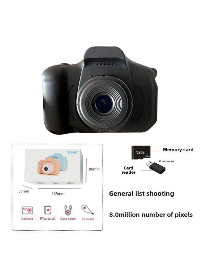 Generic Children's Digital Camera X2 High Definition Cartoon Mini Camera Toy Birthday Gift For Kids Photography Compact Size-Body Color:General Single-black (+32g+ Card Reader)  - Image 1