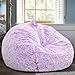 Kisoy Fluffy Stuffed Animal Storage Bean Bag Chair Cover No Filler Faux Fur Comfy Bean Bag Cover for Organizing Plush Toys or Textile for Adults Teens Kids Girls Lavender - Image 3