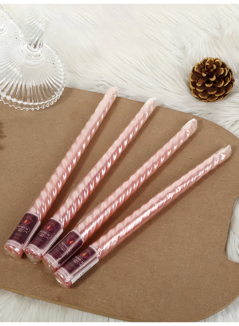 4 Pack Pink Spiral Candles 25cm 10 Inch Taper Candles Smokeless Candle for Candle Holders - Image 2