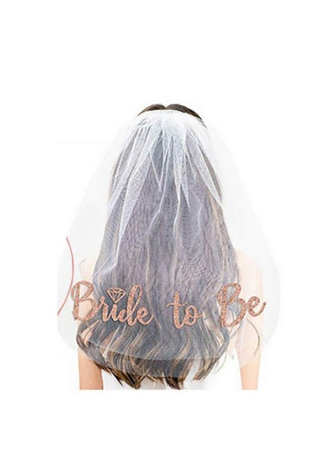 دلفينش - مجموعة Bride To Be، 3 قطع من وشاح Bride To Be وربطة رأس وتاج وحجاب بطول الكتف، لوازم حفلات توديع العزوبية، إكسسوارات تزيين حفلات الزفاف - Image 1