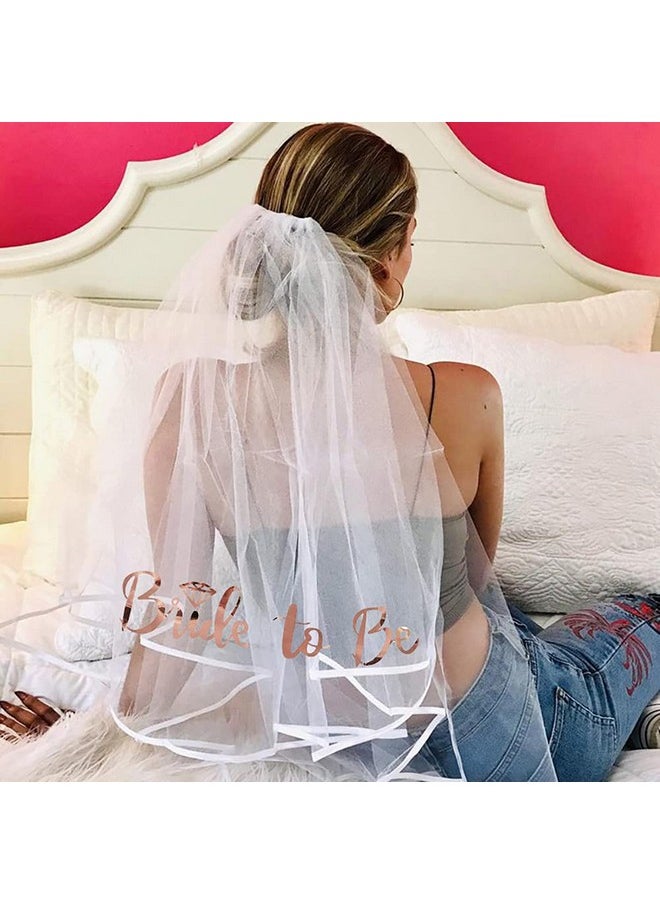دلفينش - مجموعة Bride To Be، 3 قطع من وشاح Bride To Be وربطة رأس وتاج وحجاب بطول الكتف، لوازم حفلات توديع العزوبية، إكسسوارات تزيين حفلات الزفاف - Image 1
