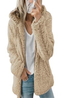 Coats for Women Wool Fur Fluffy Furry Coat Fleece Jackets Hooded Long Sleeve Winter Warmer Plush Fleece Cardigan