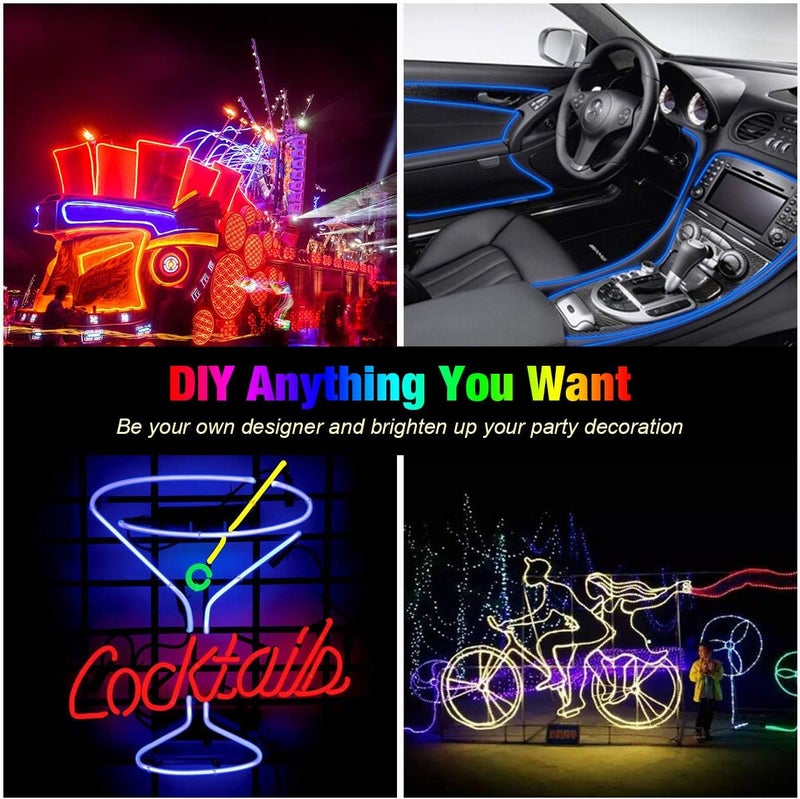 lychee ®3 Ft 1M 1M Neon Glowing Strobing Electroluminescent Robbin El Tape Belt EL Wire Rope with Battery Pack for Cosplay Decoration Bruning Man Festival (3Ft, White) - Image 4