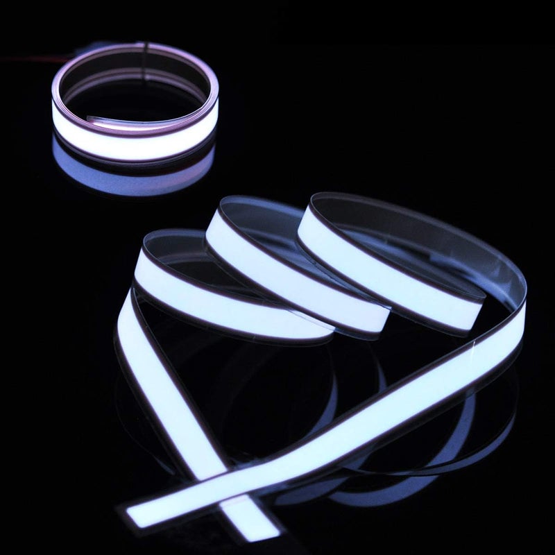 lychee ®3 Ft 1M 1M Neon Glowing Strobing Electroluminescent Robbin El Tape Belt EL Wire Rope with Battery Pack for Cosplay Decoration Bruning Man Festival (3Ft, White) - Image 2