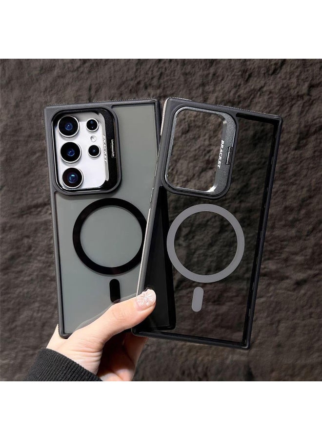 Magnetic Case Compatible with Samsung S25 Ultra with Lens Stand, Compatible with Wireless Charging Cover, Anti-Fingerprint TPU Bumper Slim Shockproof Protective Case - Image 2