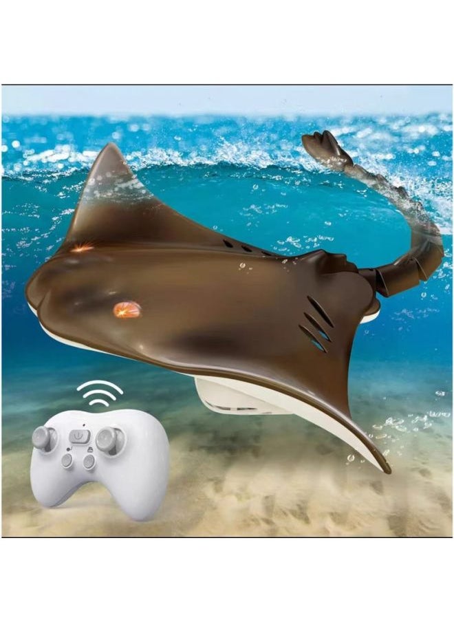 Remote Control Whale Real Electric Swimming Swing Dolphin Children Toy Remote Control Boat Boy Girl Birthday Gift-Color:Starry Sky Devil Fish - Fully Waterproof Super Power + Swaying Left And Right + Lighting-Specifications:Dual Batteries Play With 60 Minutes And Multi-power Rotation  - Image 3