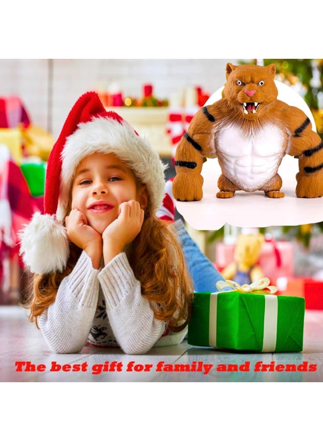 ARGT Squeeze Tiger Toy for Kids & Adults – Squishy Muscular Tiger Stress Relief Sensory Fidget, Soft TPR Stretchable Animal Figure, Anxiety ADHD Aid, ~12cm, Birthday Gift (Assorted Colour) - Image 2