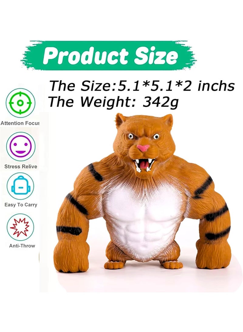 ARGT Squeeze Tiger Toy for Kids & Adults – Squishy Muscular Tiger Stress Relief Sensory Fidget, Soft TPR Stretchable Animal Figure, Anxiety ADHD Aid, ~12cm, Birthday Gift (Assorted Colour) - Image 5