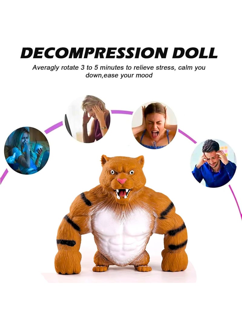 ARGT Squeeze Tiger Toy for Kids & Adults – Squishy Muscular Tiger Stress Relief Sensory Fidget, Soft TPR Stretchable Animal Figure, Anxiety ADHD Aid, ~12cm, Birthday Gift (Assorted Colour) - Image 4
