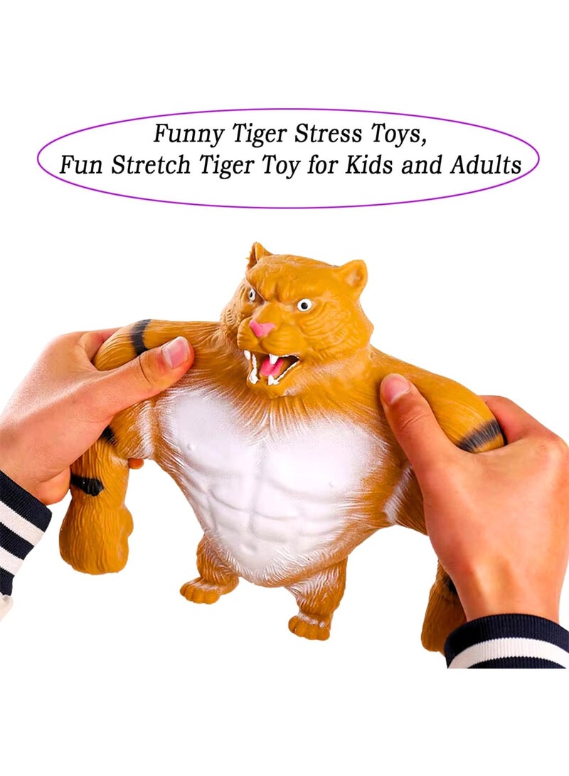 ARGT Squeeze Tiger Toy for Kids & Adults – Squishy Muscular Tiger Stress Relief Sensory Fidget, Soft TPR Stretchable Animal Figure, Anxiety ADHD Aid, ~12cm, Birthday Gift (Assorted Colour) - Image 3