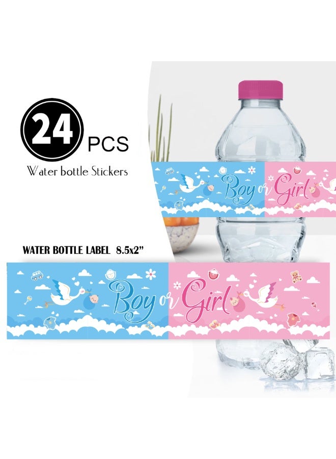 24 Pcs Gender Reveal Water Bottle Labels, Decoration for Boy or Girl Baby Shower Gender Reveal Party Supplies Decoration Kit - Image 1