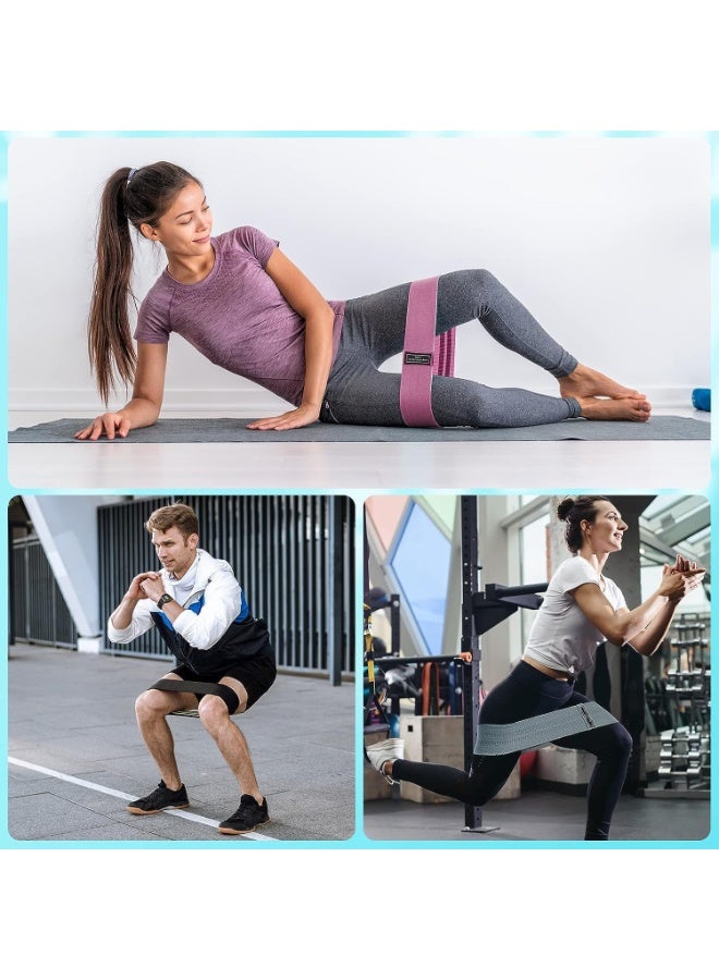 QSHOP QSHOP®Leg Resistance Bands, Wide Resistance Bands Stylish Non-Slip Fabric Nylon Fabric with Training Guide for Women Hip Squat Training  - Image 4