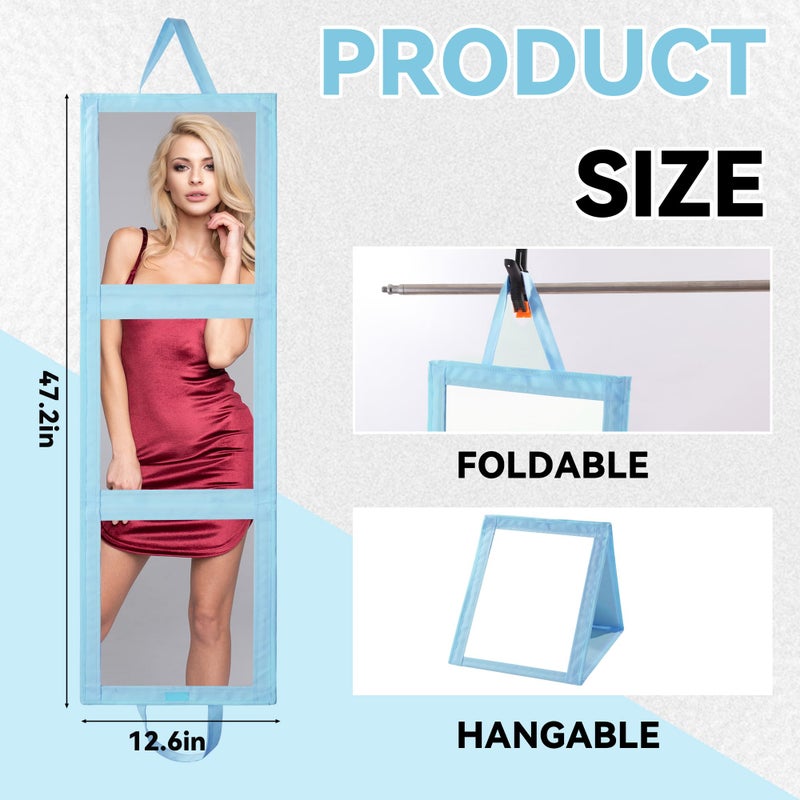 ROYALAY Foldable Full Length Mirror with Handle - 47 * 13in Portable Travel & Backstage Mirror (Blue) - Image 2