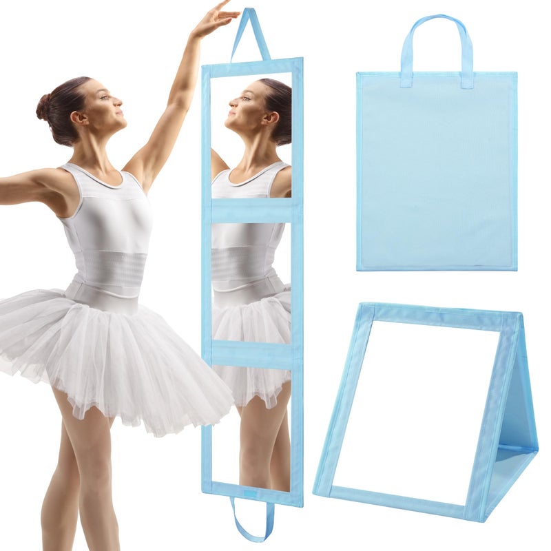ROYALAY Foldable Full Length Mirror with Handle - 47 * 13in Portable Travel & Backstage Mirror (Blue) - Image 1