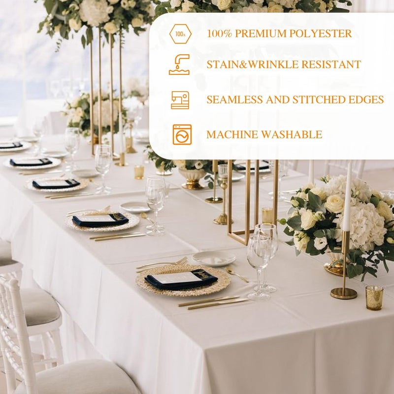 Pack White Table Cloths 60X102 Inch - Polyester, Wrinkle Resistant, Washable for Parties and Weddings - Image 5