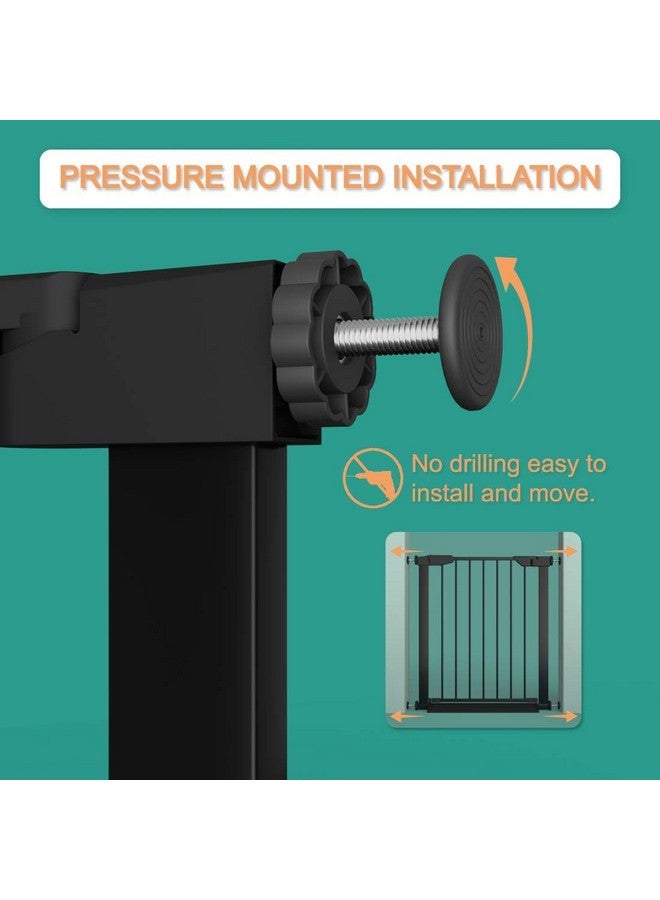 Fairy Baby 22.8"-25.5" Narrow Baby Gate for Stair, Pressure Mounted Auto-Close Pet Gate for Small Walk Thru and Doorways, Safety Child Gate No Drilling, No Extensions, Black - Image 4