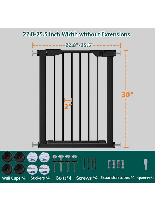 Fairy Baby 22.8"-25.5" Narrow Baby Gate for Stair, Pressure Mounted Auto-Close Pet Gate for Small Walk Thru and Doorways, Safety Child Gate No Drilling, No Extensions, Black - Image 2
