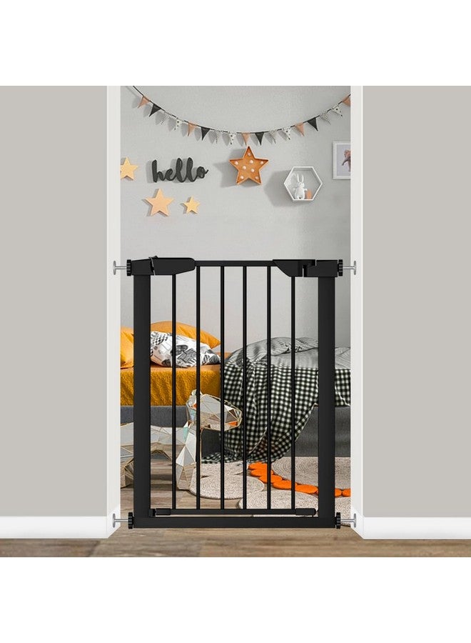 Fairy Baby 22.8"-25.5" Narrow Baby Gate for Stair, Pressure Mounted Auto-Close Pet Gate for Small Walk Thru and Doorways, Safety Child Gate No Drilling, No Extensions, Black - Image 1