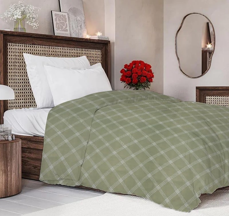 RD TREND Glace Cotton Duvet Cover for Single Bed with Zipper, Duvet Cover II Razai Cover II Quilt Cover Single Bed 60 x 90 Inches (Lines-Green) - Image 1