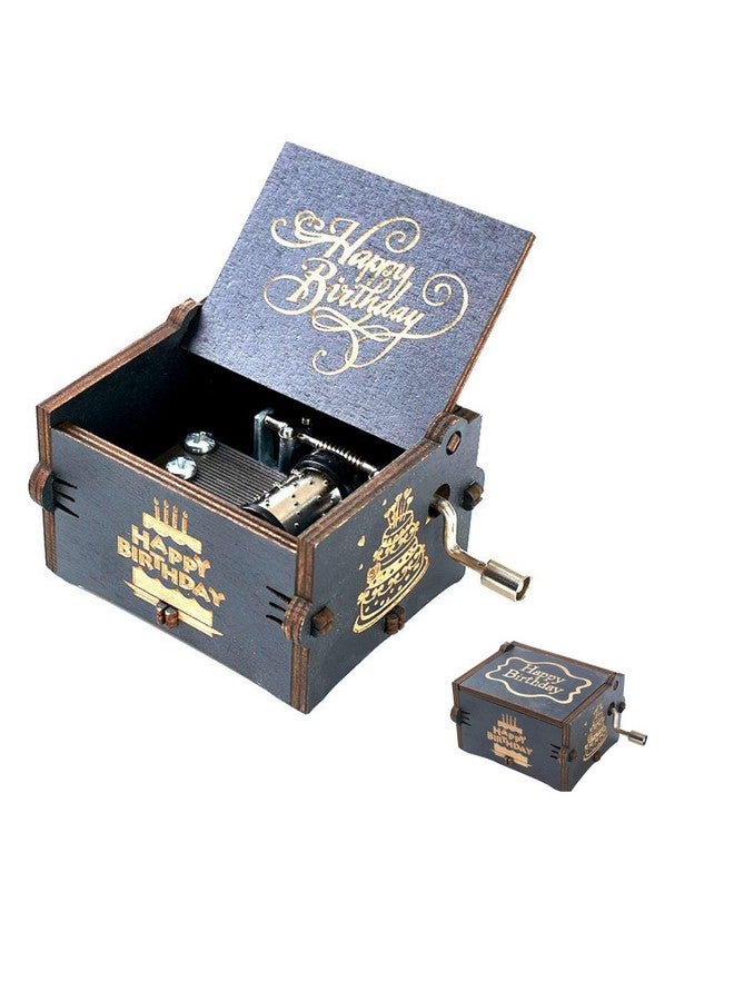 إيثيو صندوق موسيقى خشبي فريد من نوعه من EITHEO مزود بمقبض يدوي يحمل عبارة "عيد ميلاد سعيد" باللون الأسود (عيد ميلاد سعيد باللون الأسود 01)، للأطفال - Image 2