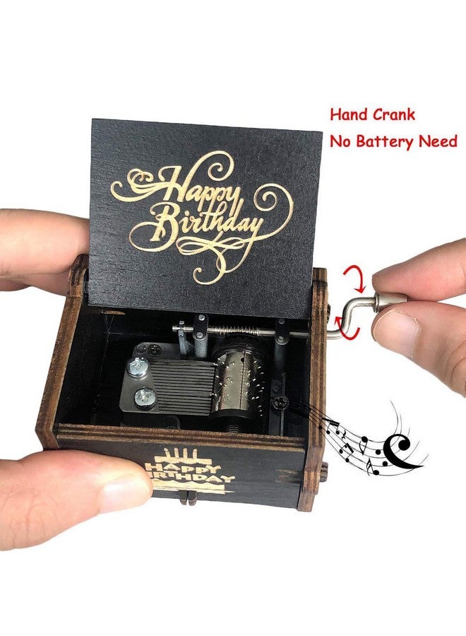 إيثيو صندوق موسيقى خشبي فريد من نوعه من EITHEO مزود بمقبض يدوي يحمل عبارة "عيد ميلاد سعيد" باللون الأسود (عيد ميلاد سعيد باللون الأسود 01)، للأطفال - Image 4