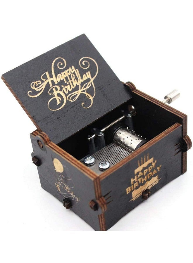 إيثيو صندوق موسيقى خشبي فريد من نوعه من EITHEO مزود بمقبض يدوي يحمل عبارة "عيد ميلاد سعيد" باللون الأسود (عيد ميلاد سعيد باللون الأسود 01)، للأطفال - Image 1