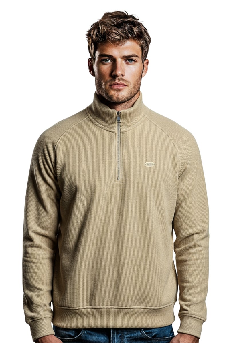 WHITE RABBIT Men’s Half-Zip Ribbed Sweater - Image 1
