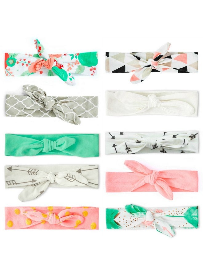 JLIKA Baby Girl Headbands 10 Pack Toddler Cotton Knotted Newborn Headband Headwrap Bows Hair Accessories - Image 1