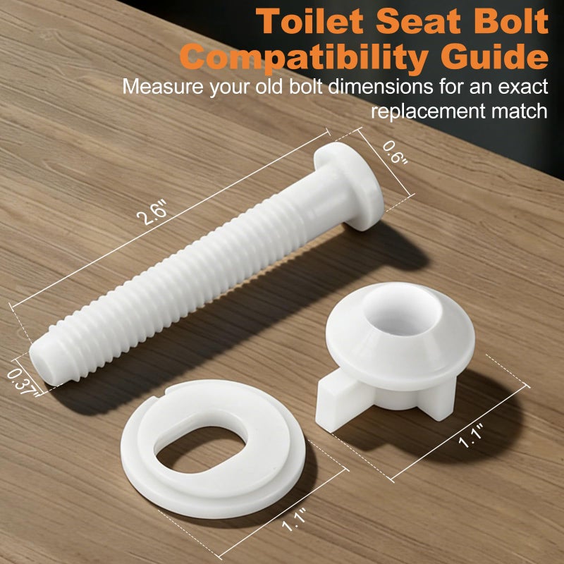 LRVAE 4 Sets Toilet Seat Screws, Including Plastic Bolts, Nuts and Washers, Durable Toilet Seat Bolts Replacement Kit to Fix Loose Top, Sleek Toilet Lid Hardware Screw 3-in-1 Fasteners - Image 2