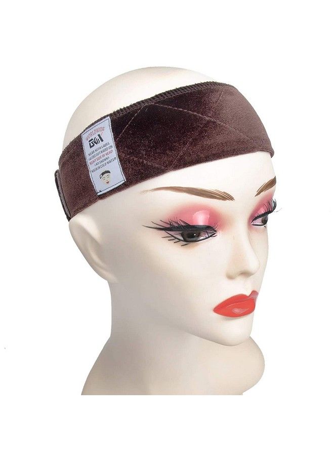 gexworldwide Gex Wig Grip Band Flexible Velvet Scarf Head Hair Band Wig Band With Adjustable Fastern (Dark Brown) - Image 2