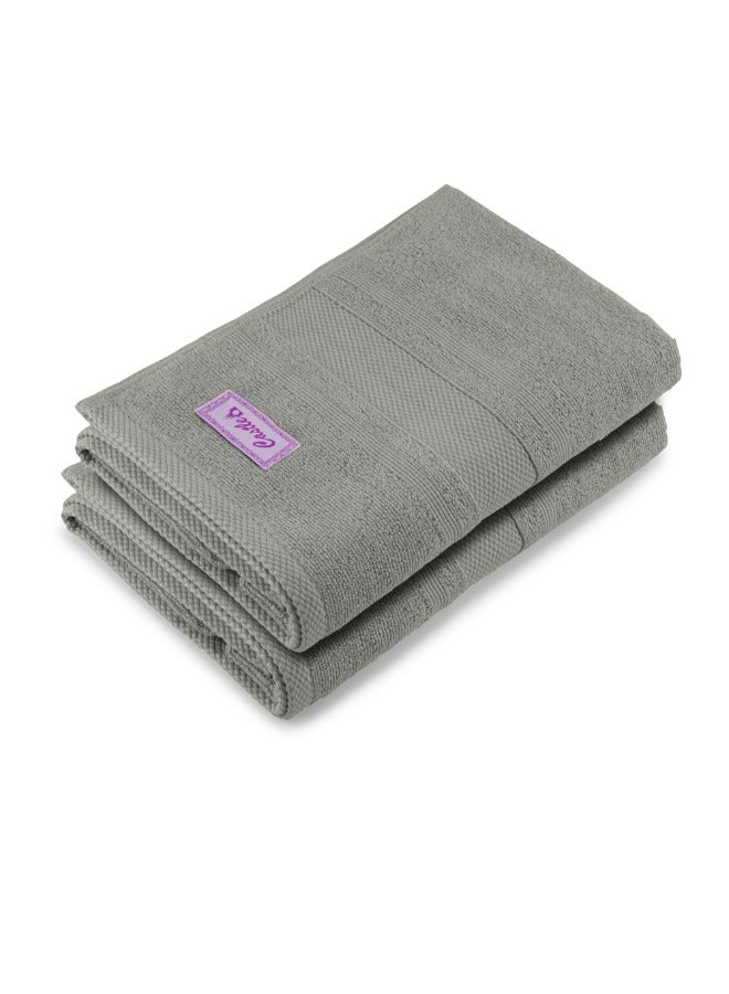BYFT Home Castle (Grey) Premium Cotton Bath Towel (70 X 140 Cm-Set Of 2) Highly Absorbent, High Quality Bath Linen With Diamond Dobby 550 Gsm - Image 3