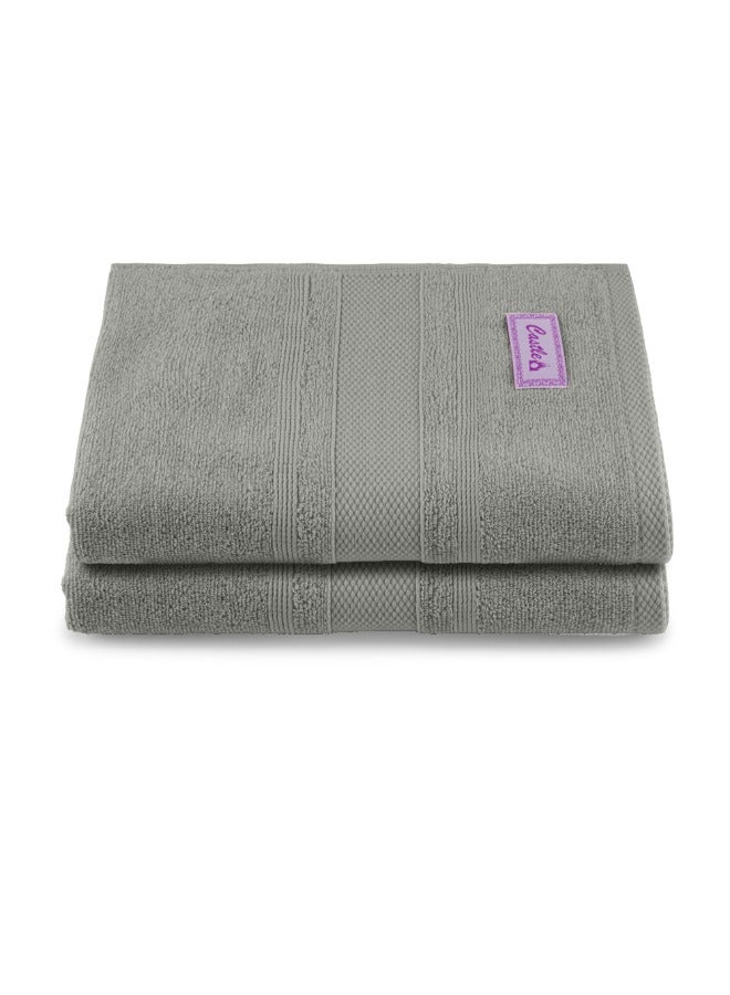 BYFT Home Castle (Grey) Premium Cotton Bath Towel (70 X 140 Cm-Set Of 2) Highly Absorbent, High Quality Bath Linen With Diamond Dobby 550 Gsm - Image 2