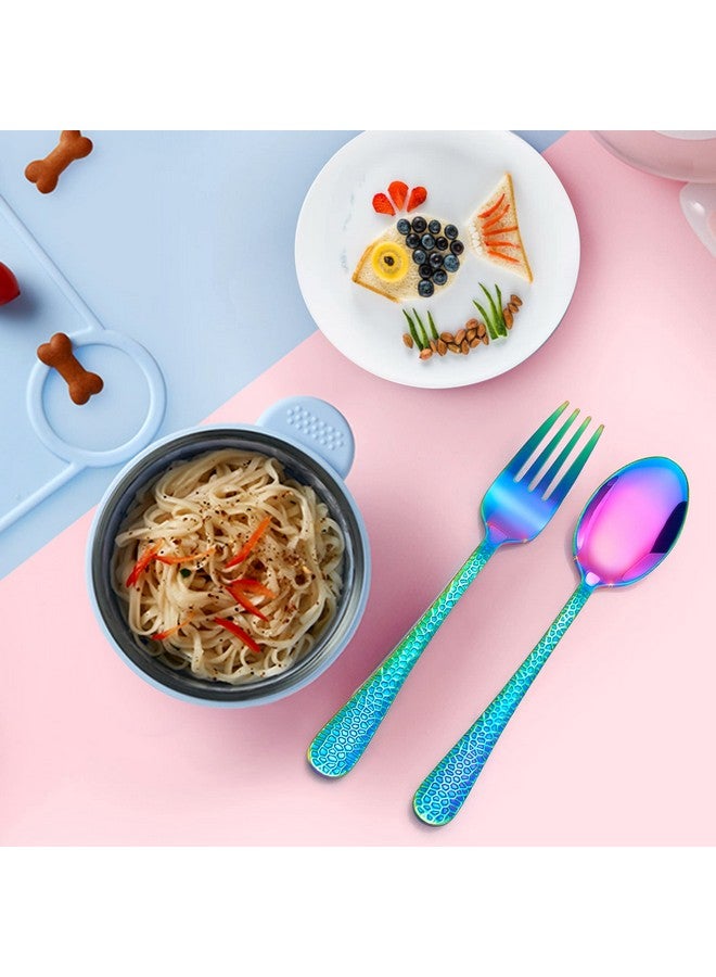 LIANYU 10-Piece Kids Silverware Set, Rainbow Toddler Utensils Flatware Set, Stainless Steel Child Preschooler Cutlery Set, Includes 5 Kids Spoons, 5 Kids Forks, Dishwasher Safe - Image 3