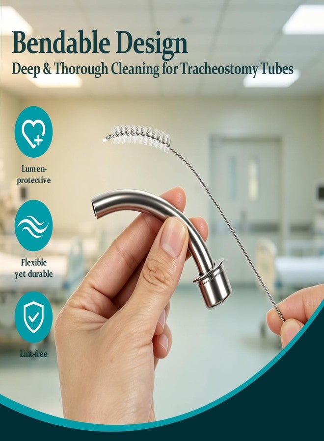 ZXMOBY 50 Pcs Tracheostomy Cleaning Brushes, 7.8 Inch Bendable Trach Tube Brush with Nylon Bristles (10mm/0.3in Diameter) for Tracheostomy Supplies Cleaning Pipe, and Tubes - Image 2