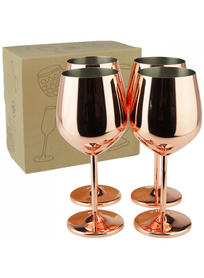 PG Copper/Rose Gold Stem Stainless Steel Wine Glass Set 4-18.5 oz - Image 3