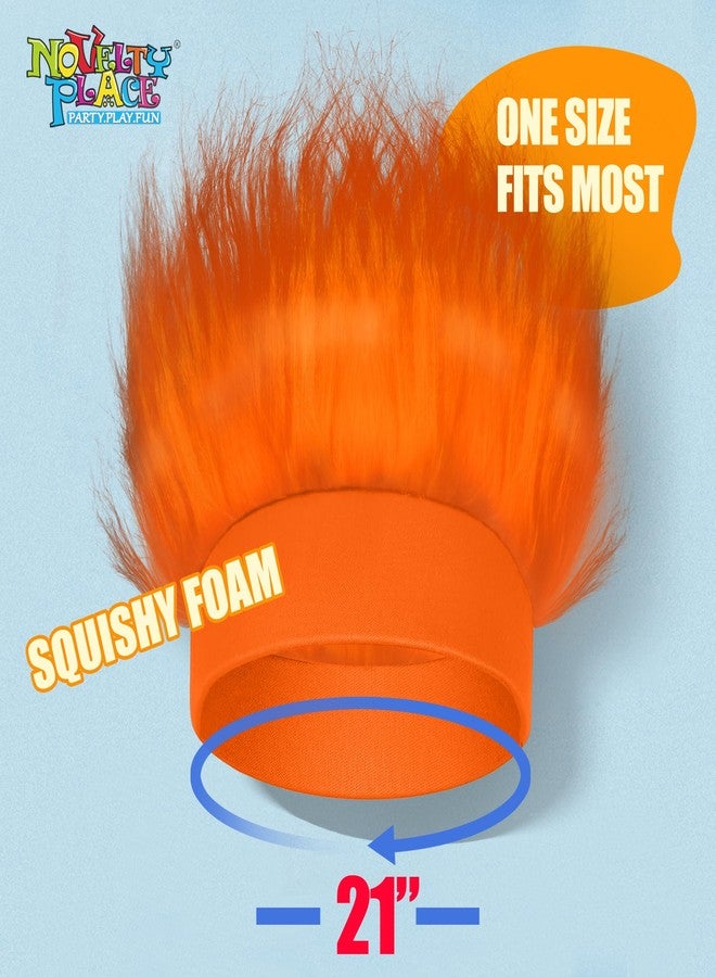 Novelty Place رباط رأس برتقالي شعره غريب من نوفيلتي بليس - باروكة شعر مجنونة ومرحة - مثالية للرياضة، الحفلات، الأزياء، الكوسبلاي، والهالوين - تناسب الأطفال، المراهقين والبالغين - Image 2