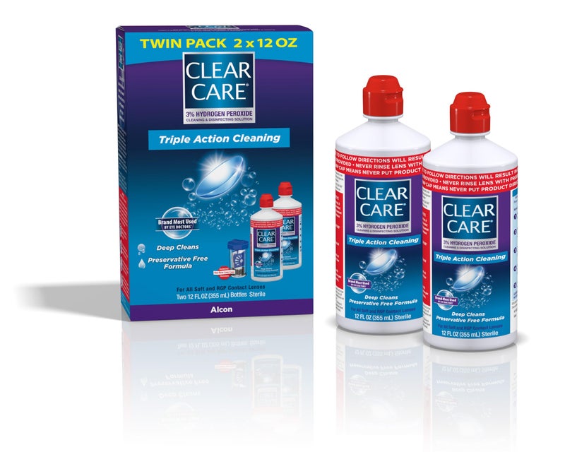 Clear Care Cleaning & Disinfecting Solution with Lens Case, Twin Pack,12 Fl Oz (Pack of 2) - Image 1